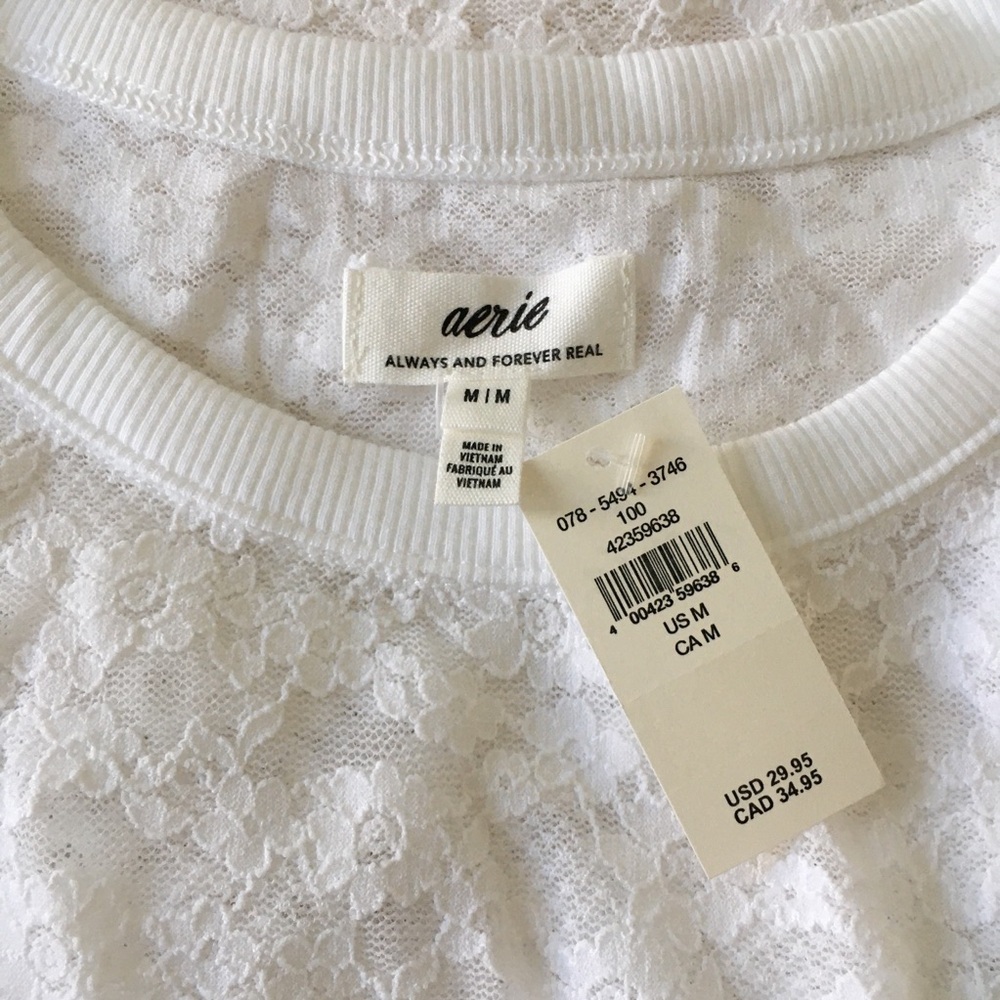AERIE NWT Women's White Lace Top - Picture 10 of 12
